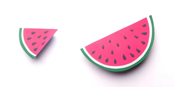 Summer wallpaper with slices of watermelon on white — Stock Photo, Image