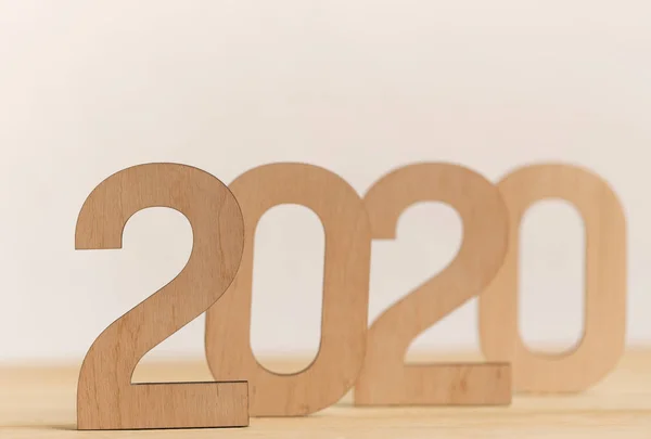 Big wooden text standing one by one on office table — Stock Photo, Image