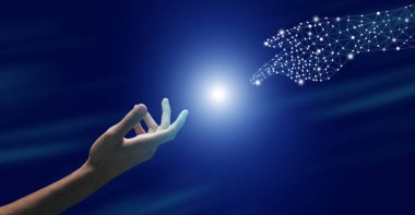 Gelecek Teknolojisi. Flash Işık ile Dijital ve İnsan Eli