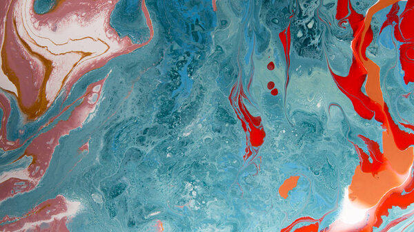 Абстрактная живопись с сочетанием красного, розового и синего цветов
