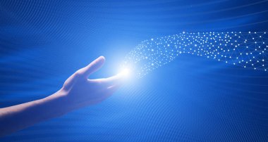 Robotik İşbirliği. Gerçek ve Dijital Adamın Parmaklarına Dokunmak