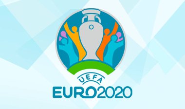 Mavi arka plan üzerinde Uefa Euro 2020 resmi logosu