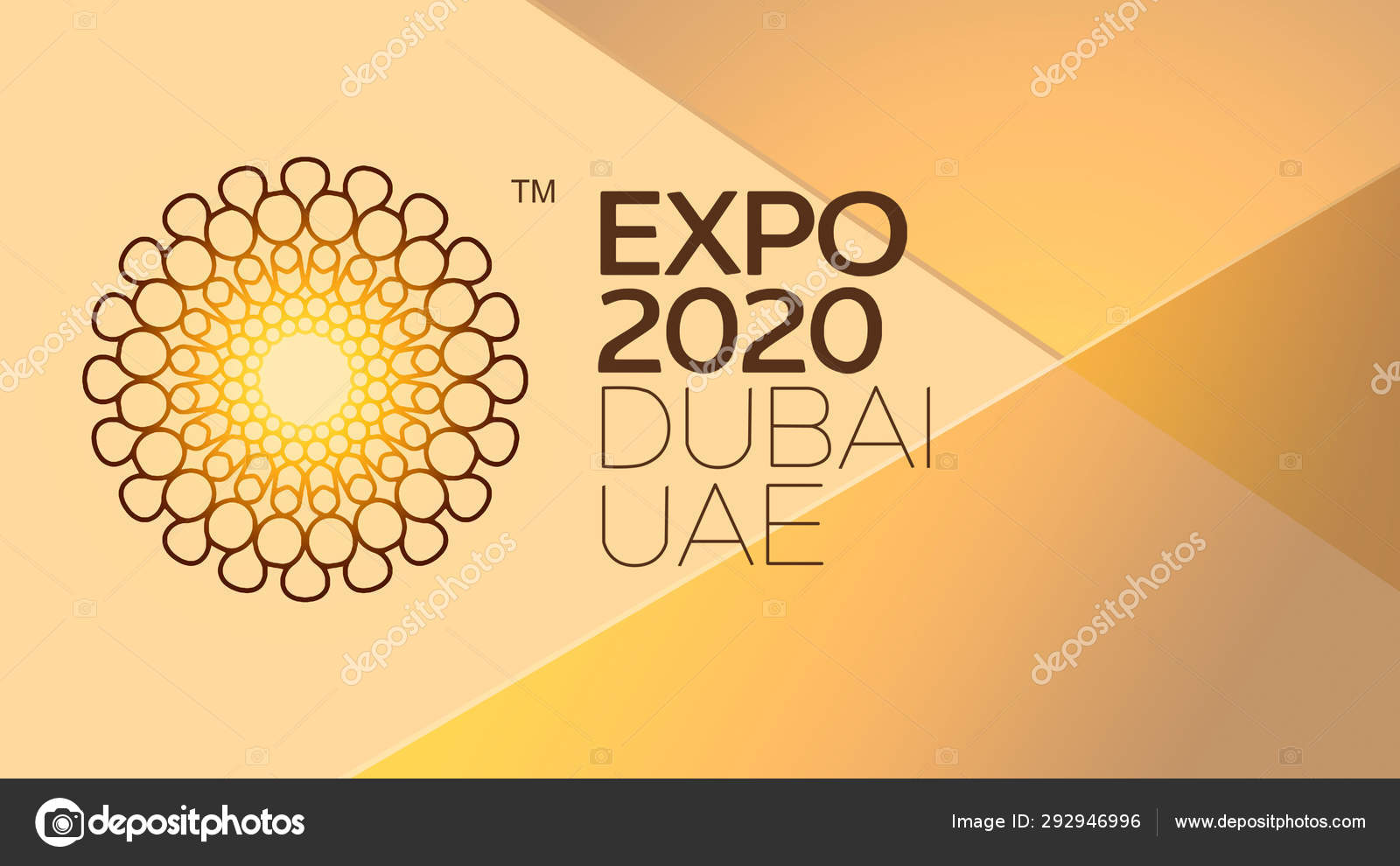 Dubai EXPO 2025 official logo on orange background Stock Editorial