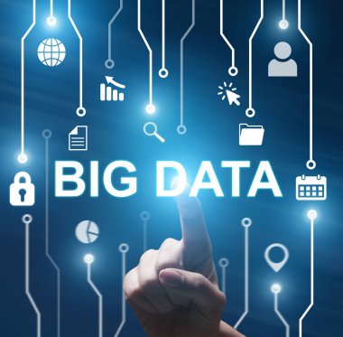 Ağ bağlantıları ile el işaretli büyük veri konsepti