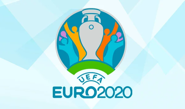 UEFA EURO 2020 logo resmi pada latar belakang biru — Stok Foto