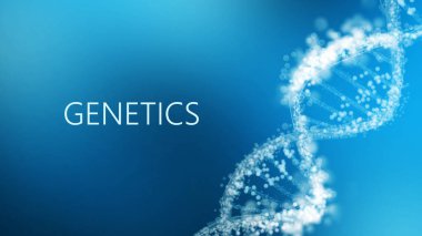 Mavi bilimsel zeminde Dna sarlisli Kelime Genetik