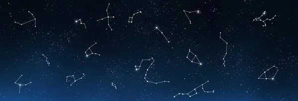 Universum achtergrond met set van beroemde constellaties — Stockfoto