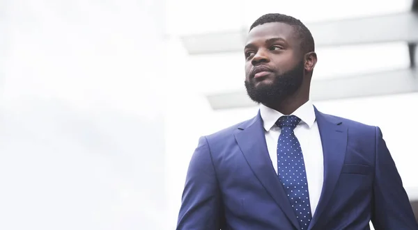 Retrato de um empresário afro-americano bem-sucedido ao ar livre — Fotografia de Stock