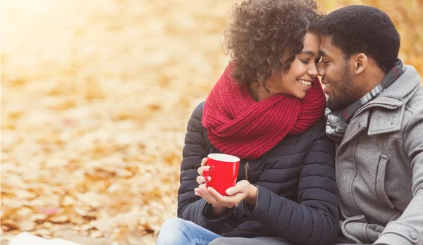 Felices juntos. Pareja cariñosa disfrutando del día de picnic —  Fotos de Stock