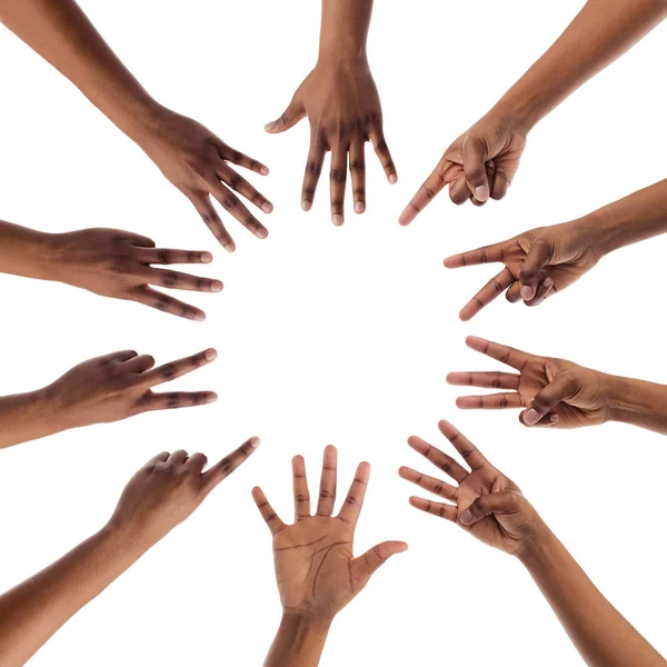 Collage of black female hands showing numbers with fingers Stock Picture