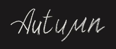 Siyah tebeşir tahtası arka planda el yazısı metin sonbahar