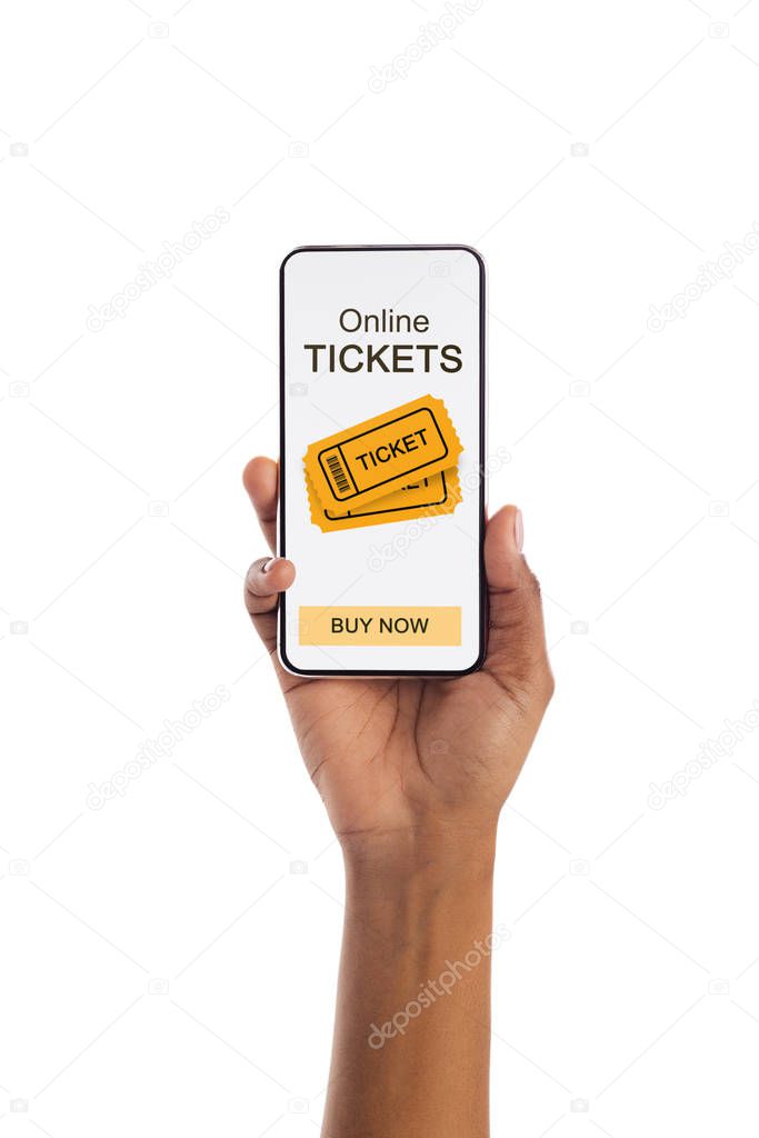 Event Tickets App On Smartphone Screen In Black Female Hand