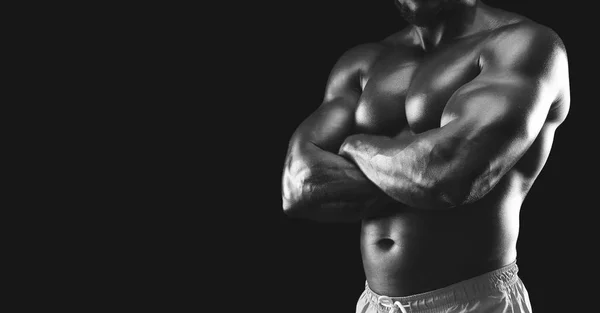 Black and white image of muscular african athlete body — Stock Photo, Image