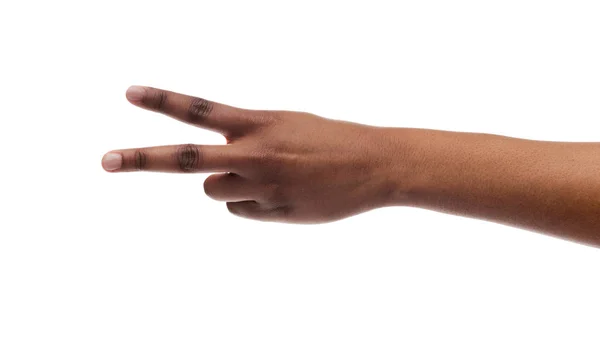 Womans hand showing number two or peace sign with fingers — Stock Photo, Image