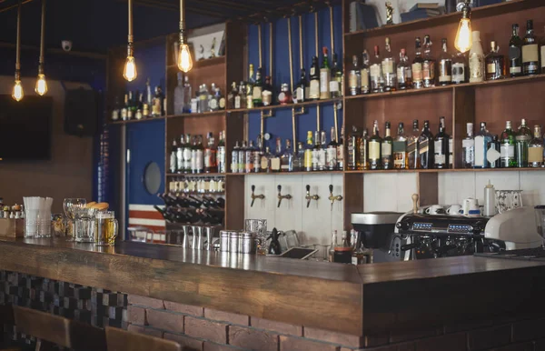 Cozy image of empty wooden bar or pub — Stock Photo, Image