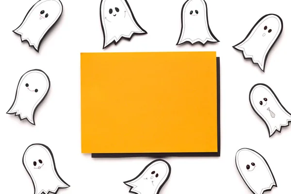 Orange frame with Copy space for text on background with ghosts — ストック写真