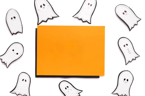 Happy Halloween background with ghost cute figure — Stok Foto