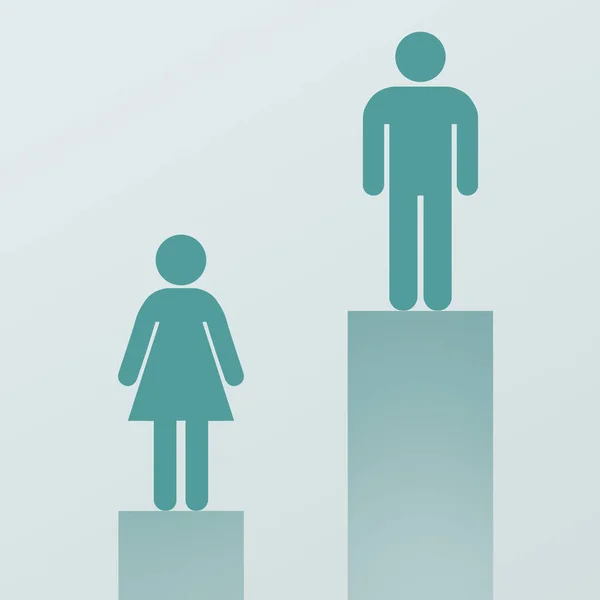 Mannelijke figuur weegt hoger dan vrouwelijke op voetstuk — Stockfoto