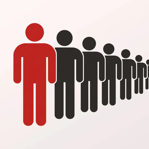 Red man leading black people in row — Stock Photo, Image