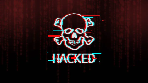 Skalle och ben ikon med inskription hackad över mörk bakgrund — Stockfoto
