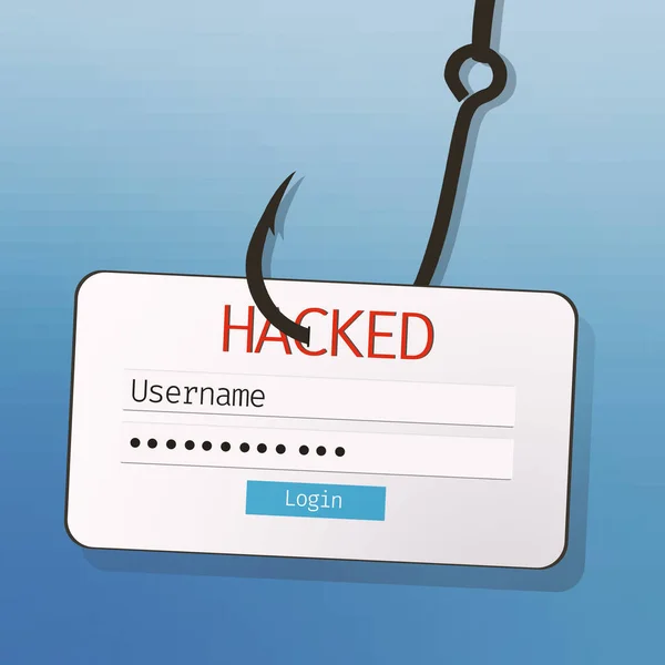 Hook with username and password tag on blue background — Stock Photo, Image