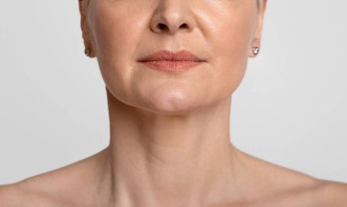 Anti-Aging Skincare. Cropped portrait of middle-aged woman with beautiful skin clipart