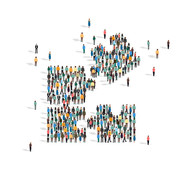 Charitable foundation. Puzzle pieces made from people on white background, vector illustration in flat style