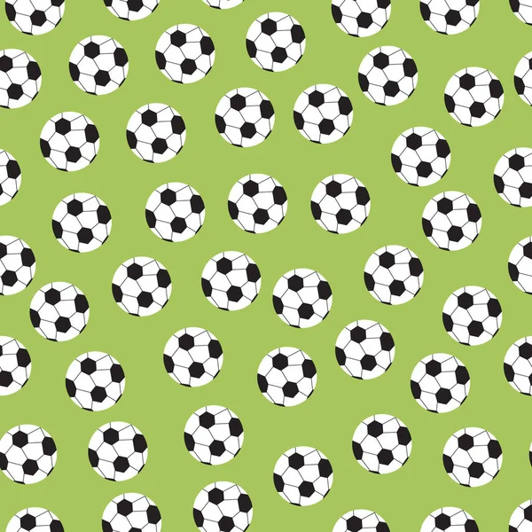 矢量无缝图案与绿色背景的足球。团队运动墙纸，包装纸，面料设计 — 图库矢量图片