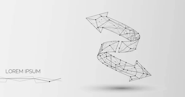 Deux flèches latérales faites avec des lignes et des points sur fond gris — Image vectorielle