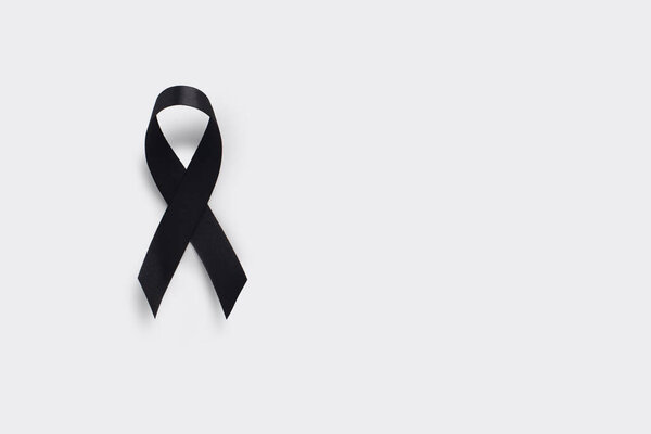 Melanoma e pele fita de conscientização do câncer. Fita preta realista — Fotografia de Stock