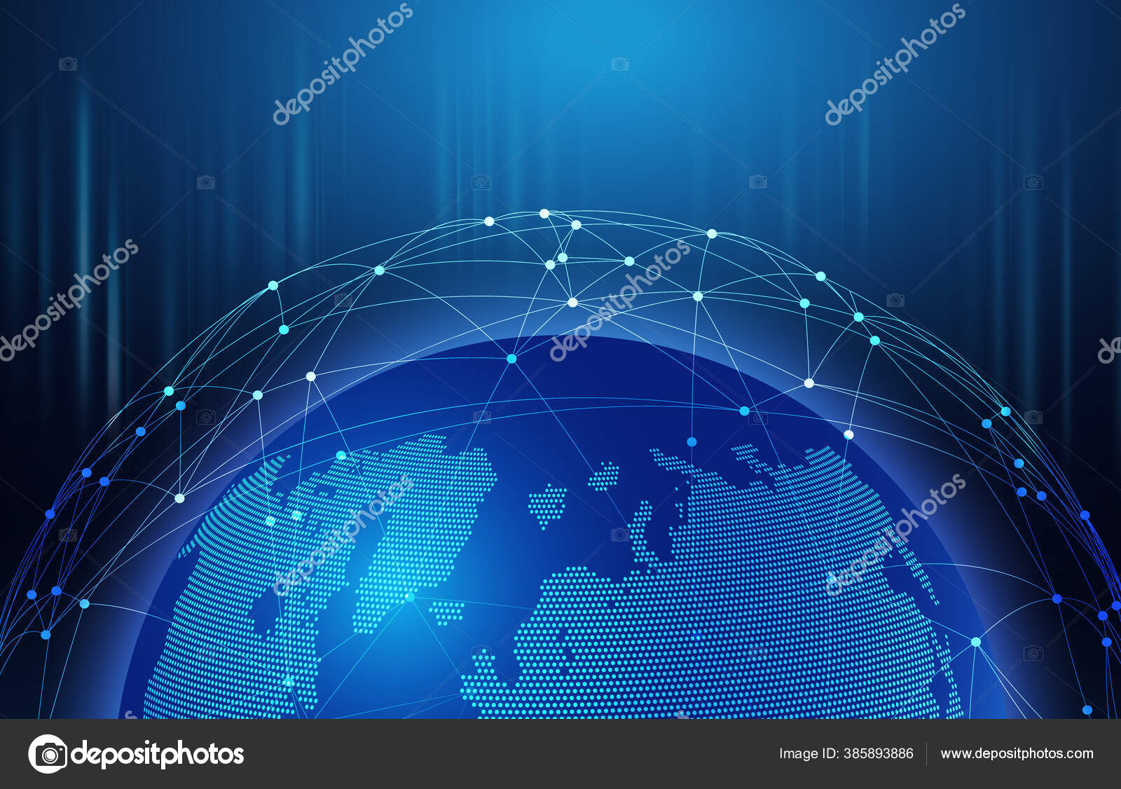 Red Global. Representación 3D del globo terráqueo con conexiones de puntos  poligonales por encima — Foto de stock #385893886 © Milkos, image size:1600x1126