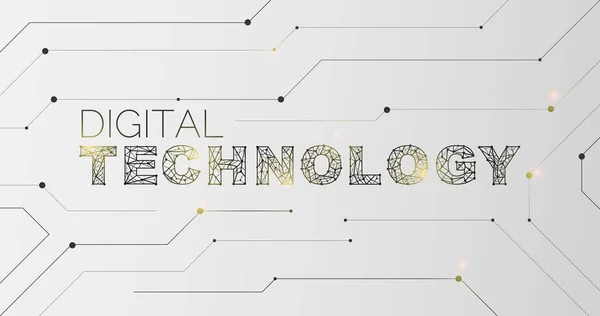 ( 영어 ) 벡터 삽화 - 폴리곤 어구 DIGITAL TECHNOLOGY on 회색 배경 — 스톡 벡터