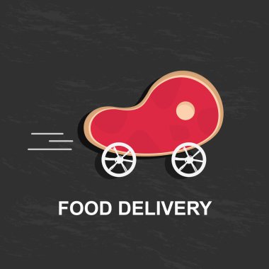 Tekerlekli bifteğin siyah üzerinde yaratıcı görüntüsü.