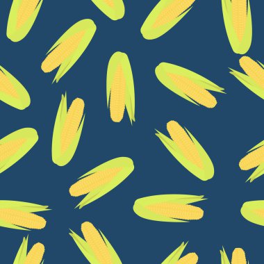 Mavi arka planda yeşil ve sarı mısırlar