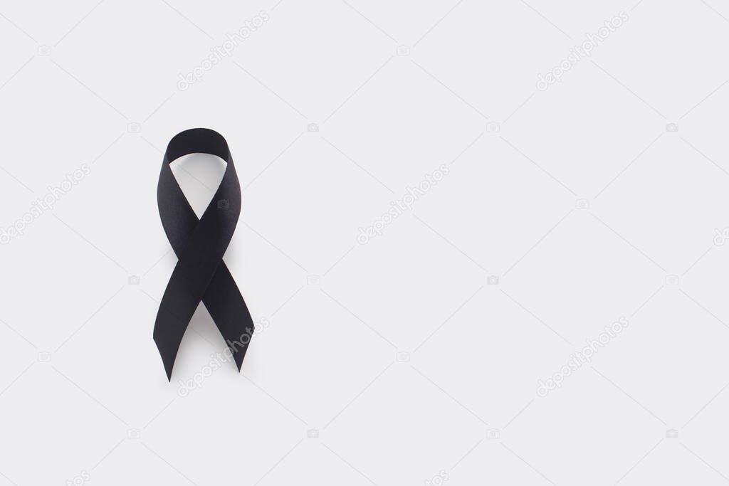 Black Awareness Ribbon Isolated On White. Melanoma