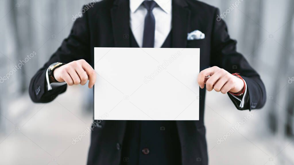 Man holding empty signboard at the meeting point