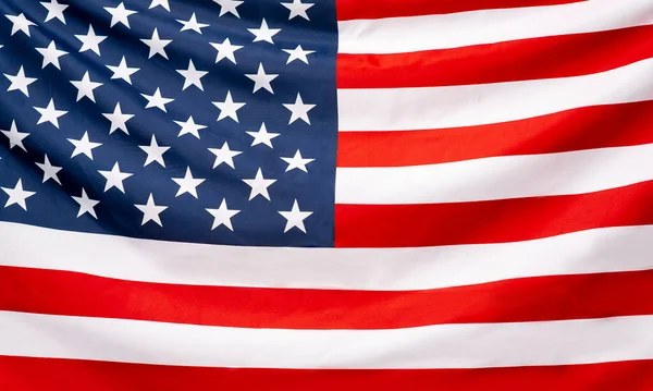 Bellamente ondeando estrella y bandera americana rayada, banner web —  Fotos de Stock