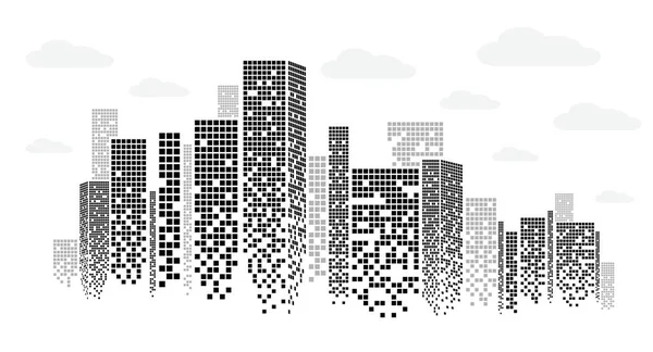 Silhouette du centre-ville d'affaires avec des gratte-ciel sur fond blanc, illustration vectorielle — Image vectorielle