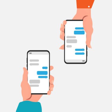 Erkek ve Kadın Akıllı Telefonları Beyaz Arkaplan Üzerinde Tutuyor, Kapanış