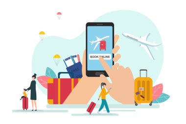 Smartphone ve Seyahat Rezervasyon Uçuşları, Beyaz Arkaplan