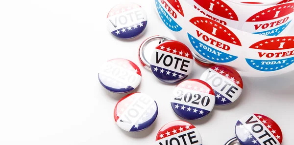 Vote election badge pins for 2020 on white background — Stock Photo, Image