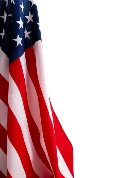 Ondulada bandera nacional de Estados Unidos aislada sobre fondo blanco —  Fotos de Stock