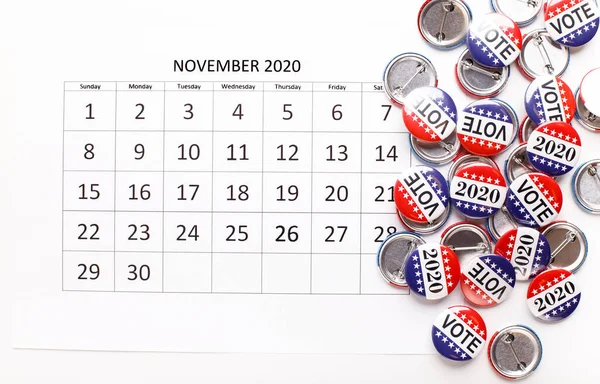 美国选举投票提醒2020年11月日历 — 图库照片