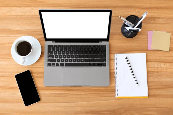 Düz dizüstü bilgisayar, boş ekranlı cep telefonu