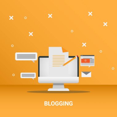 İnternet Metni ve Mesaj Simgeleri, Turuncu Arkaplan, Vektör