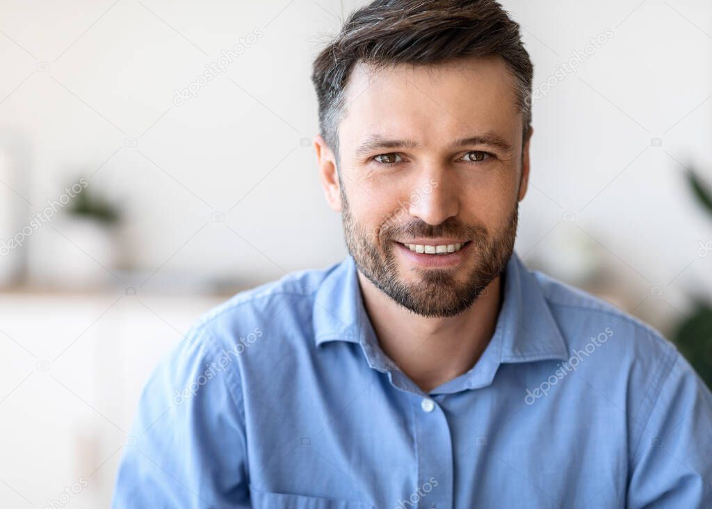 Successful Entrepreneur. Closeup Portrait Of Handsome Young Businessman Smiling At Camera