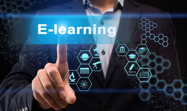 Görünmez Ekran, Kolaj Üzerine E-Öğrenme Metni ile İşadamı Düğmeye Basıyor