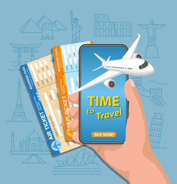 Cep telefonu ve vektör resmi için uçuş rezervasyonu uygulaması