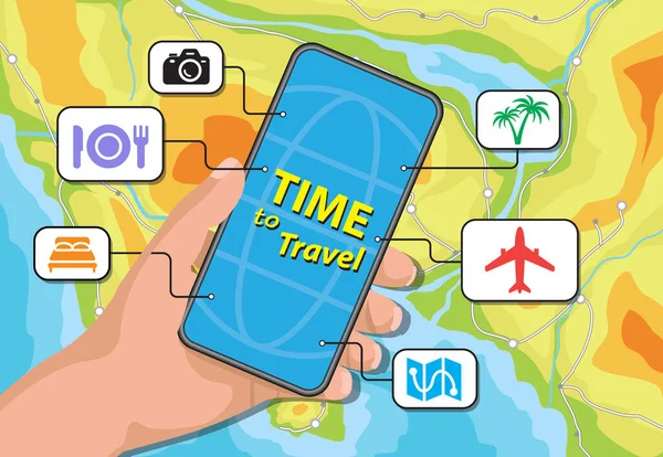 Image vectorielle pour application mobile itinérante sur fond de carte — Image vectorielle