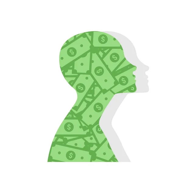 Female Portrait Made Of Dollar Banknotes On White Background, Vector — Stock Vector